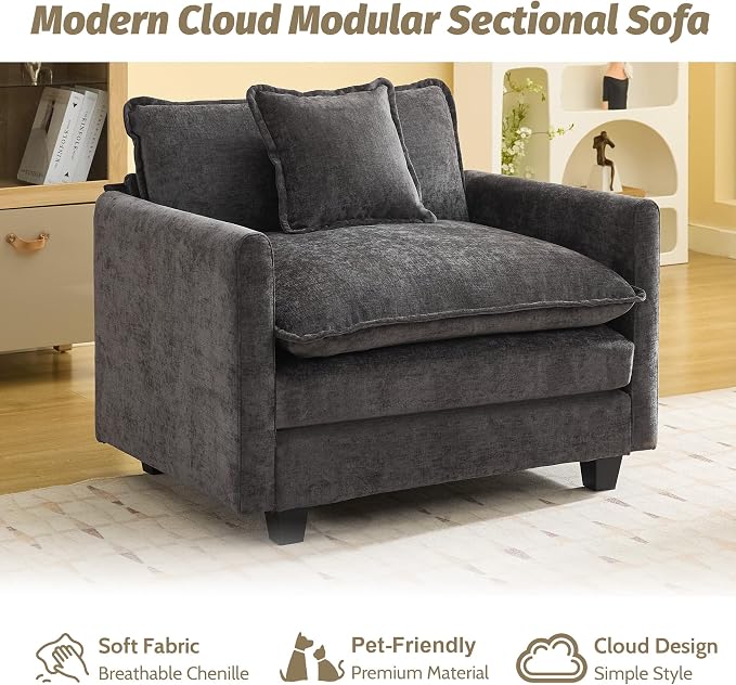 WUTUTUEE 41'' Modern Chenille Oversized Chair, Upholstered Accent Living Room - Image 7
