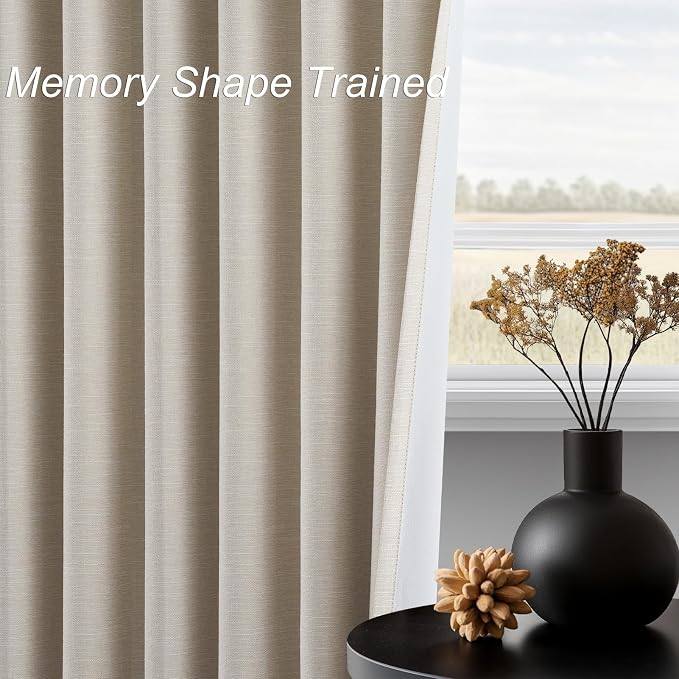 Topfinel 94 Inches Long Tan Colored Custom Blackout Linen Curtains, Internet - Image 4