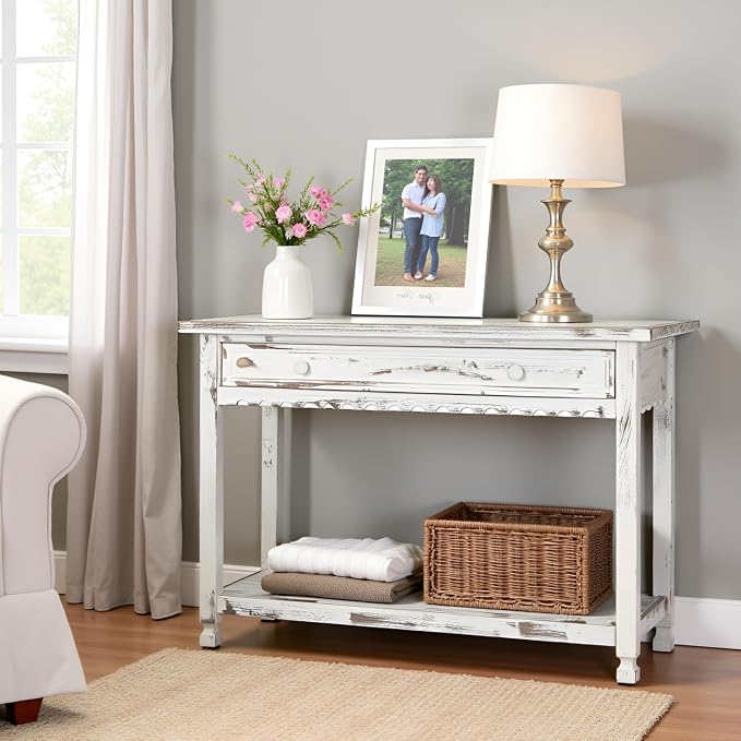 Alaterre Furniture Rustic Country Cottage Console Table - Image 6