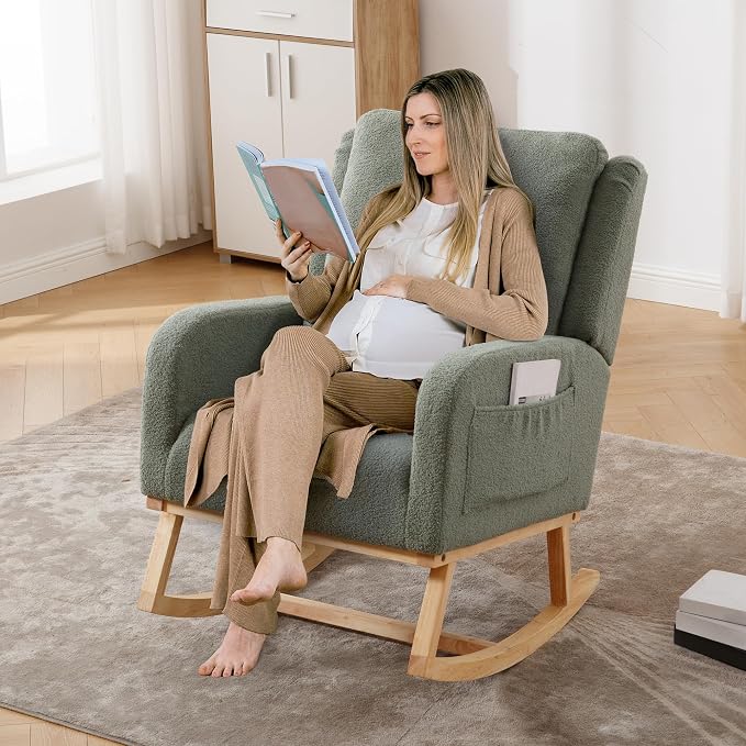 HCHAIRH Rocking Chair Nursery, Teddy Nursing Rocking Chairs, Upholstered - Image 5
