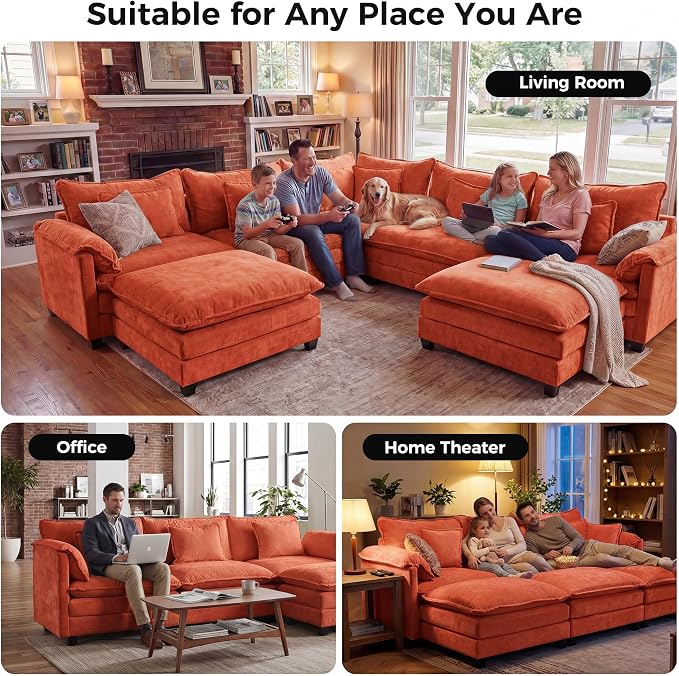 ELUCHANG 114" Oversized V-Shaped Cloud Couch Modular Sectional Sofa - Image 3