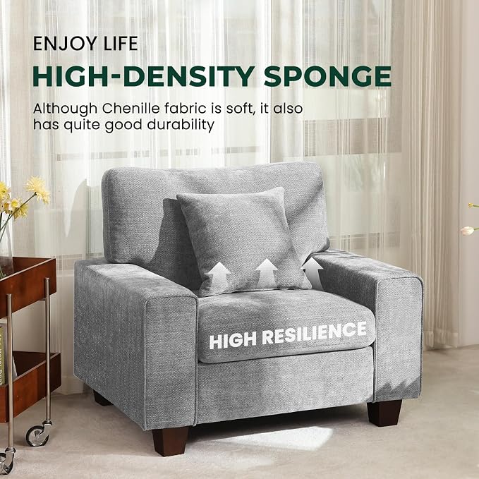 DOPEDIO Modern Living Room Sofa Set, 88.58" Chenille Loveseat - Image 7