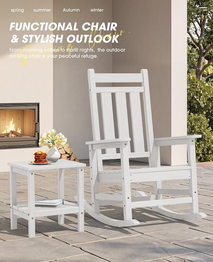 KINGYES Oversized Outdoor Rocking Chair Set of 2, All-Weather Patio Rocking - Image 5