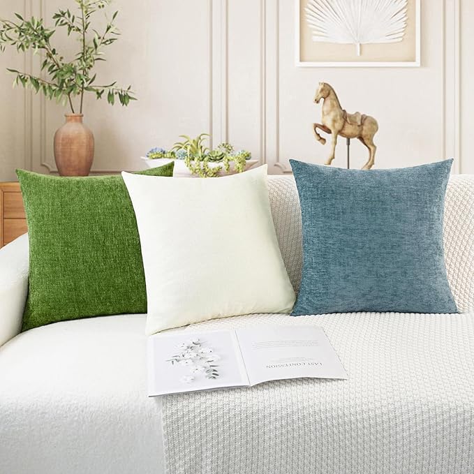 CaliTime Throw Pillow Covers Decorative 16 X 16 Inches Pack of 2 Cozy Chenille - Image 5