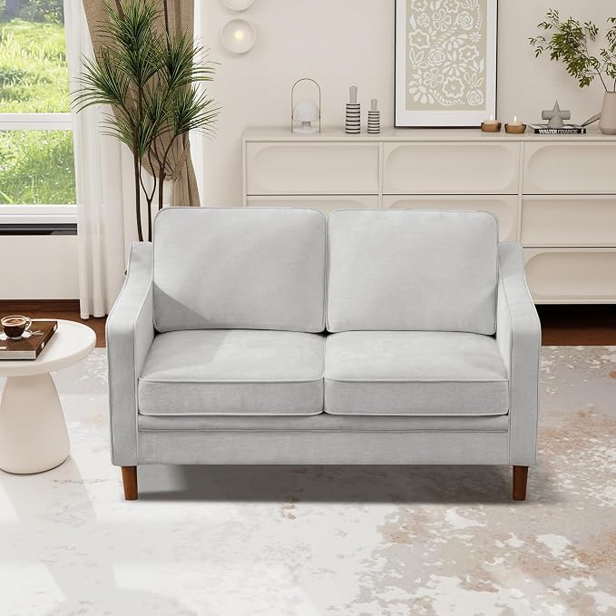 Kingfun 56" Chenille Sofa, Loveseat Couch, Mid Century Modern Love Seat Couches - Image 3
