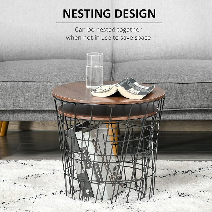 HOMCOM End Tables Set of 2, Nesting Tables - Image 4