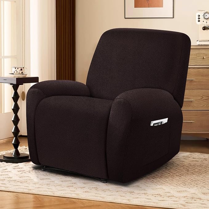 ANARACHON Leather Look Recliner Chair Covers, 4-Pieces Stretch Recliner Cover - Image 2