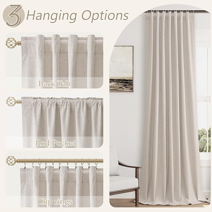 Guken 100% Blackout Curtains 102 Inch Length 2 Panels Set - Image 6