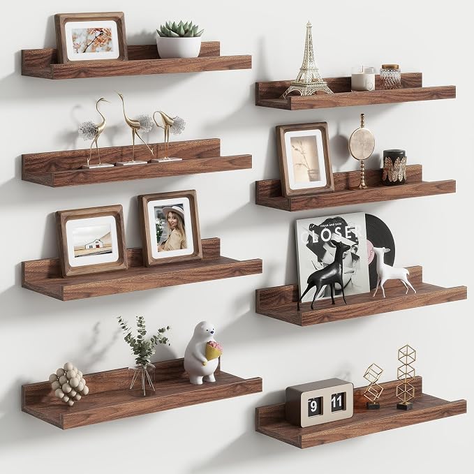 Floating Picture Ledge Shelves Set of 8, 16 Inch Shelves by FLYJOE