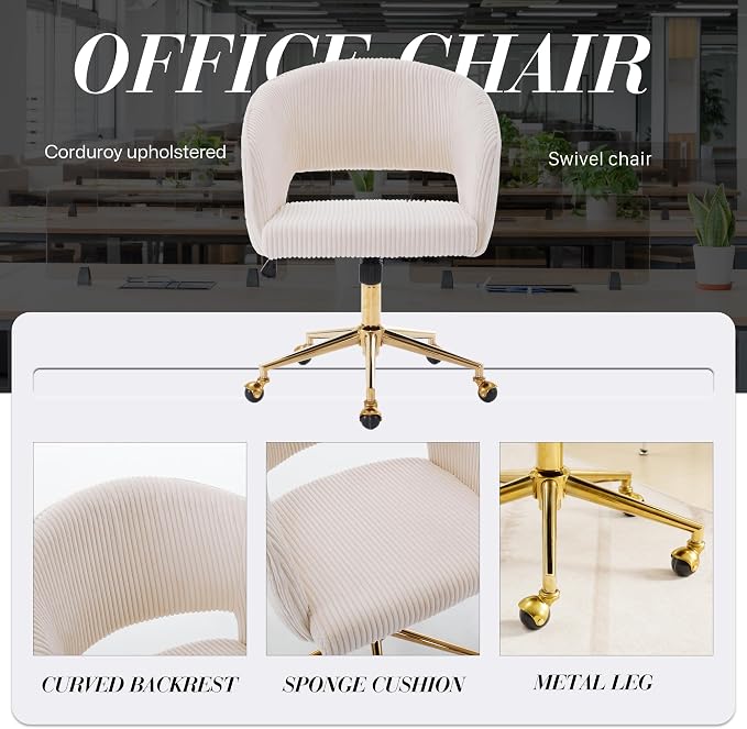 KCC Home Office Chair Swivel Desk Chair Accent Armchair Upholstered Modern - Image 8