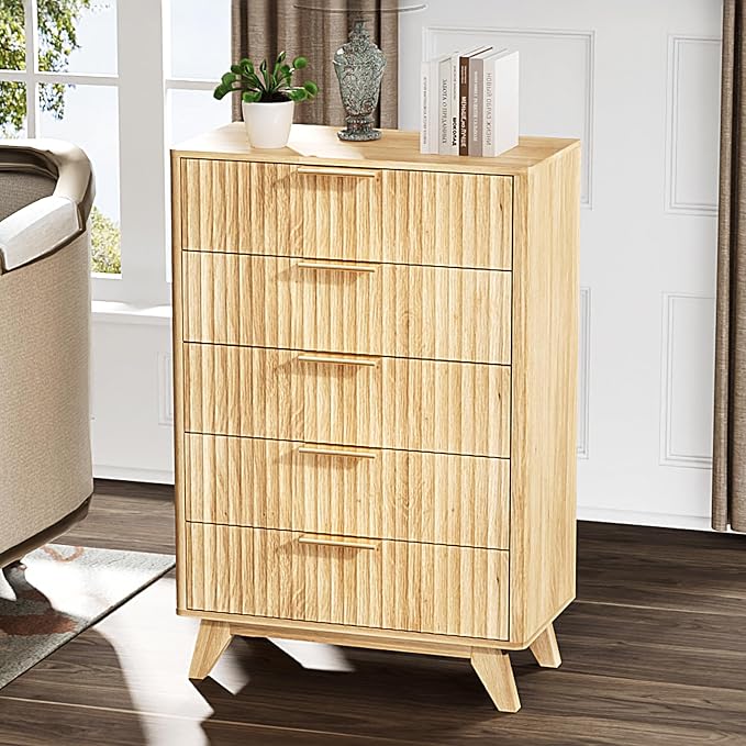 VINGLI Tall Dresser for Bedroom, Fluted Dresser Vertical Chest of Drawers - Image 9