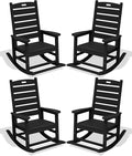 SERWALL Outdoor Rocking Chair Set of 4, Oversized HDPE Patio Rocking Chair by SERWALL