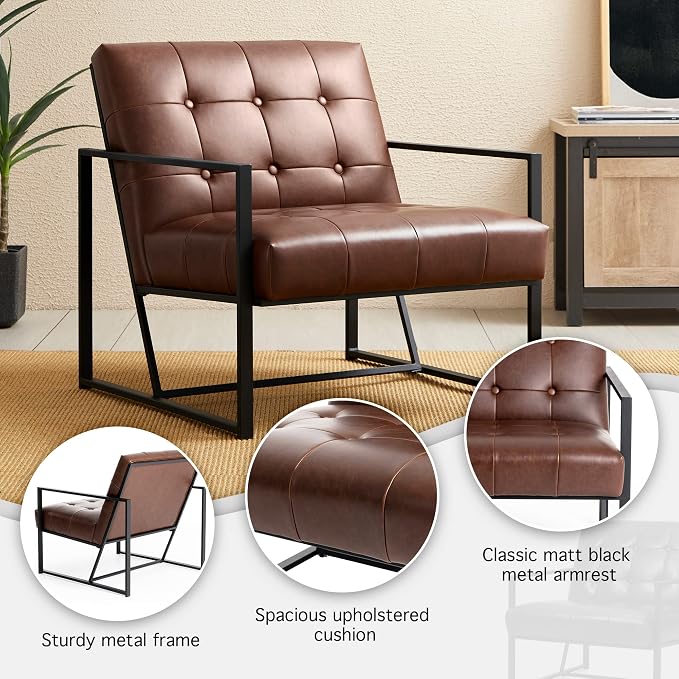 Glitzhome Mid Century Modern Accent Chair, Modern Living Room Chairs - Image 4