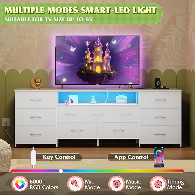 WLIVE 75.5" TV Stand for 65, 85 Inch TV, Dresser for Bedroom - Image 3