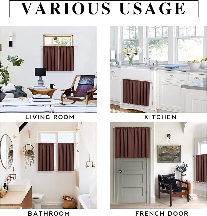RYB HOME Half Curtain Tiers 36 inch Length, Rod Pocket Summer Heat Blocking - Image 6