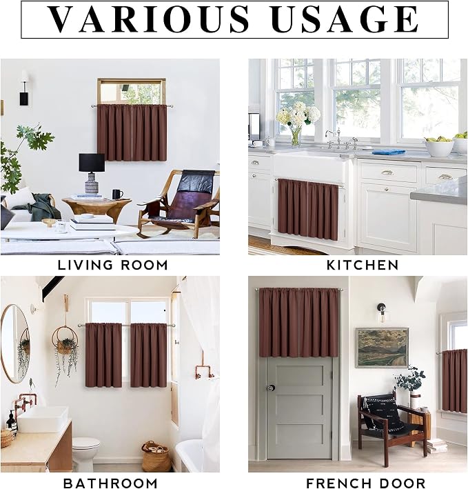 RYB HOME Blackout French Door Window Curtain Covering, Rod Pocket Thermal - Image 5