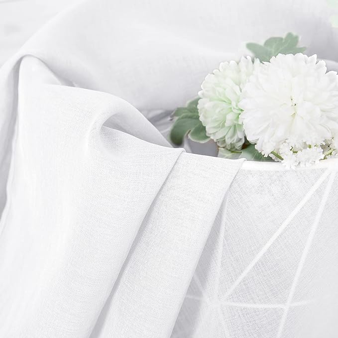 Tollpiz Sheer Curtains Living Room Linen Textured Curtain Sheers Light - Image 6
