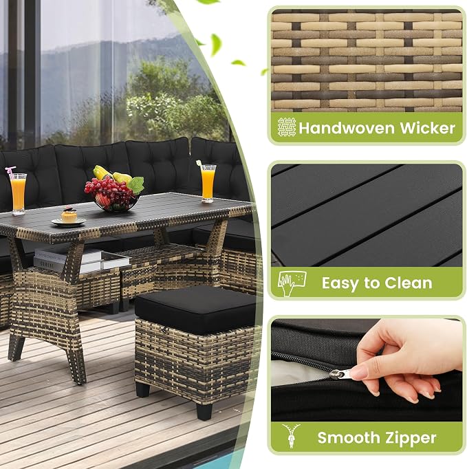 KROFEM 6-Piece Patio Furniture Set, Outdoor Sectional Sofa - Image 2