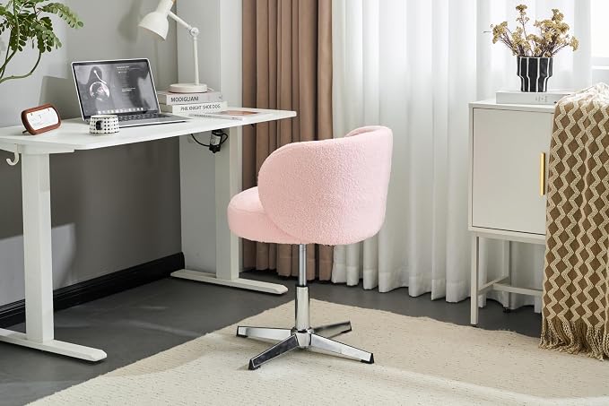 VINGLI Cute Small Swivel Desk Chair Comfy no Wheels, Ergonomic Low-Back Lumbar - Image 8