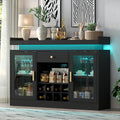 Wine Bar Cabinet with LED Light, Home Coffee Bar Cabinet with Wine and Glass by AuromieDirect