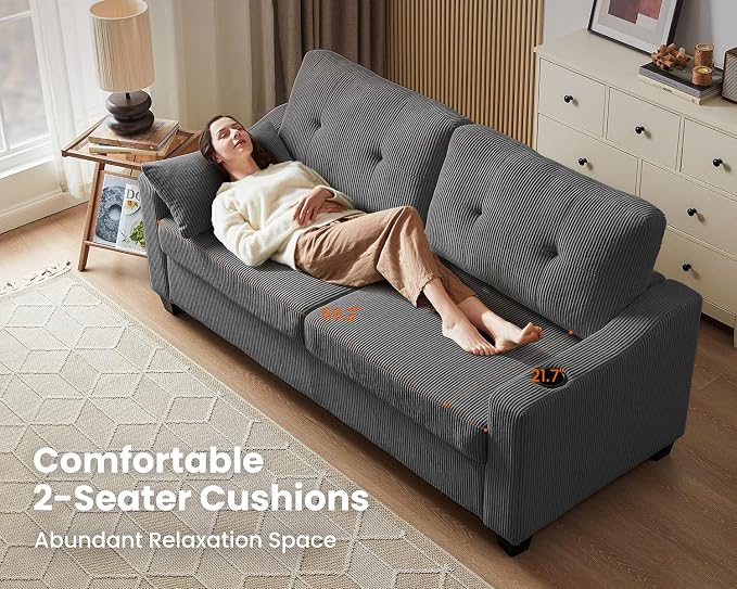Queen Size Pull Out Sleeper Sofa Bed, 2-in-1 Convertible Corduroy Pull Out - Image 7