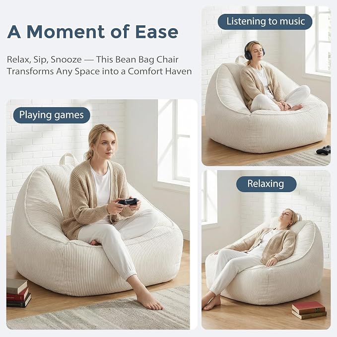 HUGHEAVEN Big Bean Bag Chairs for Adults, Giant Bean Bag Chair for Adults and - Image 5