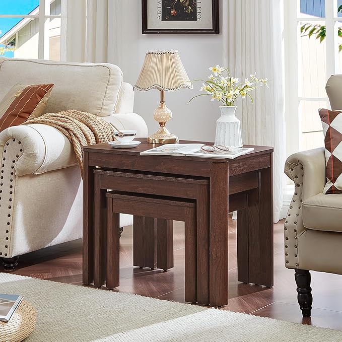 Joaxswe Farmhouse Nesting Tables Set of 3, Living Room Table Set - Image 5
