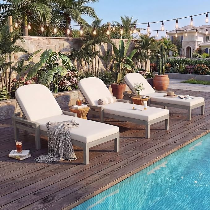 Outdoor Chaise Lounge Chair Set of 2, Patio Chaise Lounge Recliner - Image 4