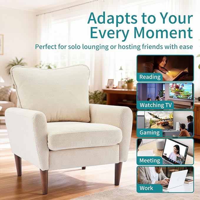 OLIXIS Comfy Accent Chair for Living Room Bedroom and Waiting Room, Upholstered - Image 4