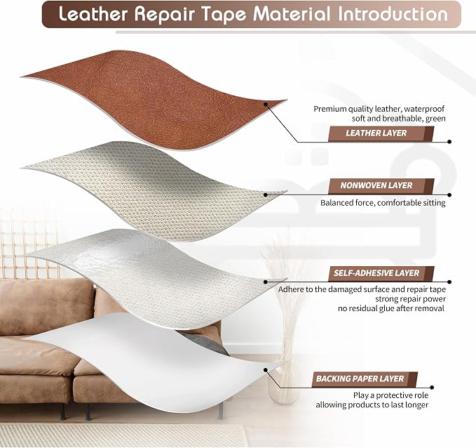 KING MOUNTAIN Leather Repair Patch, 12 x 60 Inches self Adhesive Leather Repair - Image 3