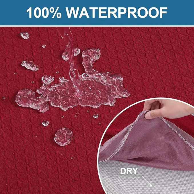 Smiry Waterproof Seat Covers for Dining Room Chairs Set of 4, Stretch Jacquard - Image 3