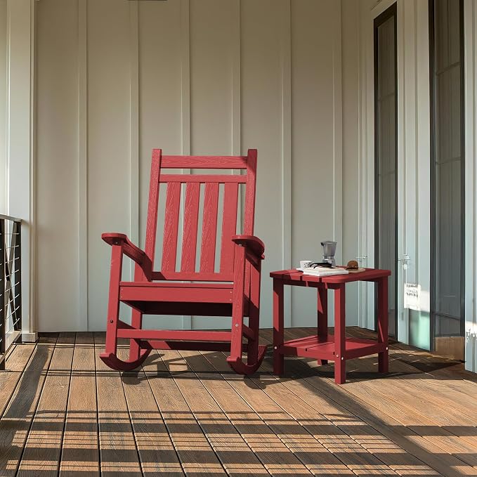 SERWALL Double Adirondack Side Table Set of 6, End Table- Red - Image 9