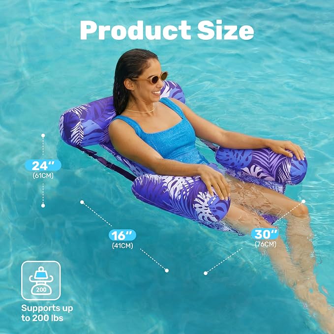 SLOOSH Inflatable Pool Floats Adult, 2 Packs Floating Lounge Chairs, Blow up - Image 5