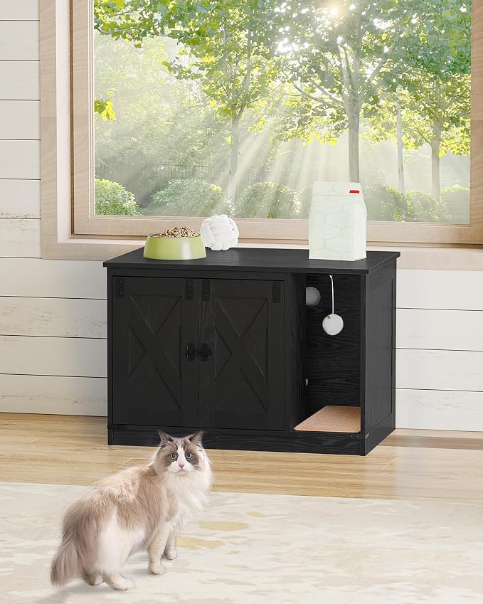 Hzuaneri Cat Litter Box Enclosure, Hidden Litter Box Cabinet Furniture - Image 8