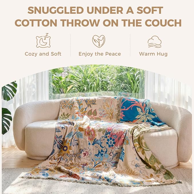 LUTBM Boho Throw Blanket for Couch Sofa Chair Cotton Summer Blankets for - Image 4