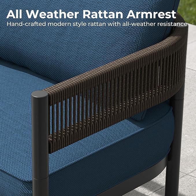 Grand patio 6-Piece Outdoor Furniture Set, 6 Seats Wicker Sofa Conversation Set - Image 8