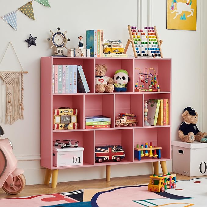 LEYAOYAO 10 Cube Bookshelf, 3 Tier Modern Wide Bookcase - Image 8