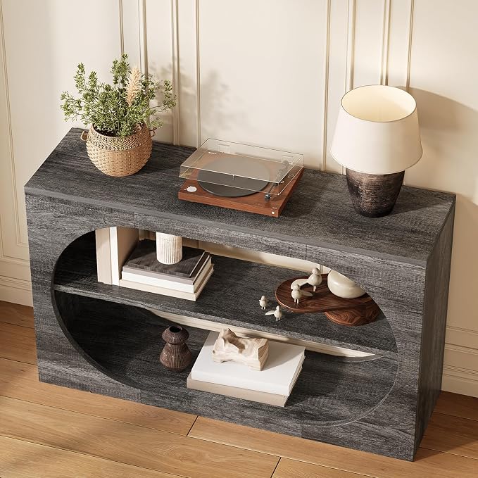 Console Table, 55-Inch Entryway Tables 3-Tier Wood Narrow Sofa Tables - Image 5