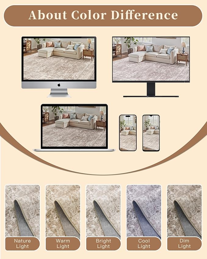 Madane Living Room 10x14 Area Rugs, Washable Low Pile Non-Slip Stain Resistant - Image 8