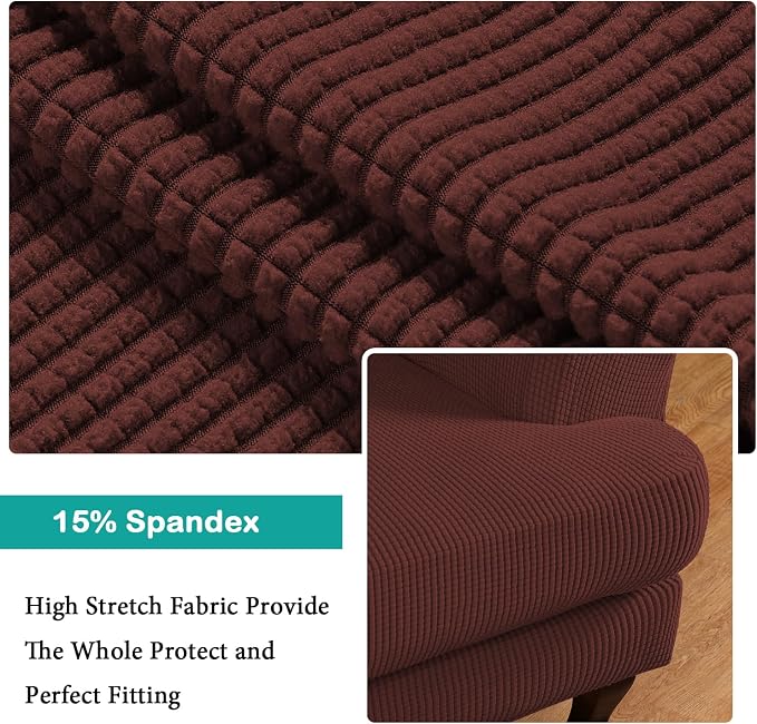 Turquoize Wingback Chair Covers 2 Piece Wing Chair Slipcover Stretch Slipcovers - Image 4