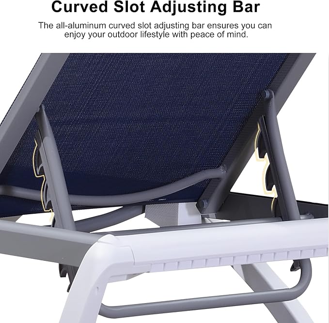 PURPLE LEAF Patio Chaise Lounge Chair Set Outside Aluminum Plastic Stackable - Image 6