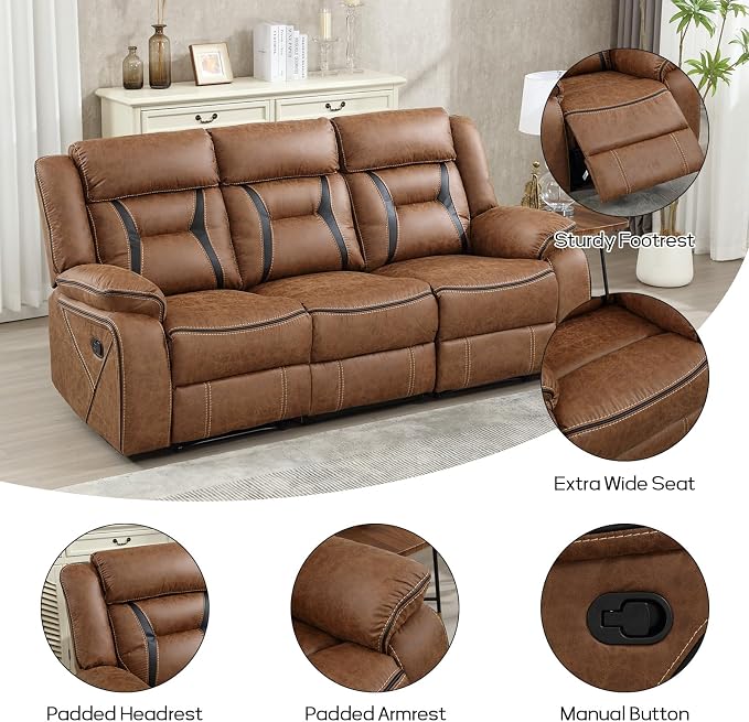 EBELLO Faux Leather Recliner Sofa Furniture Set - Image 6