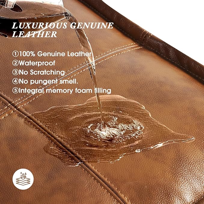 Leather Ottoman, Handmade Stuffed Square Ottoman, Genuine Leather Pouf - Image 6