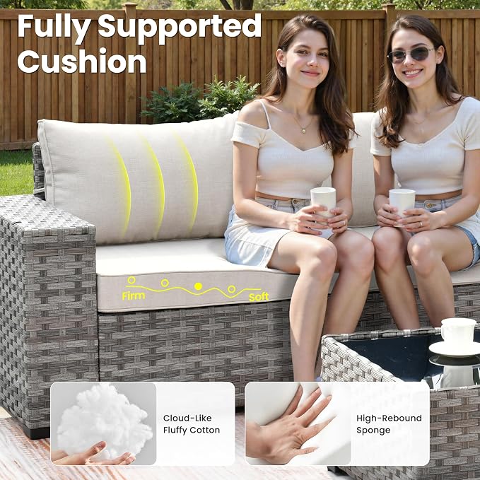 ovios 7 Pieces Patio Furniture Set, Outdoor Wicker Sectional Sofa - Image 7