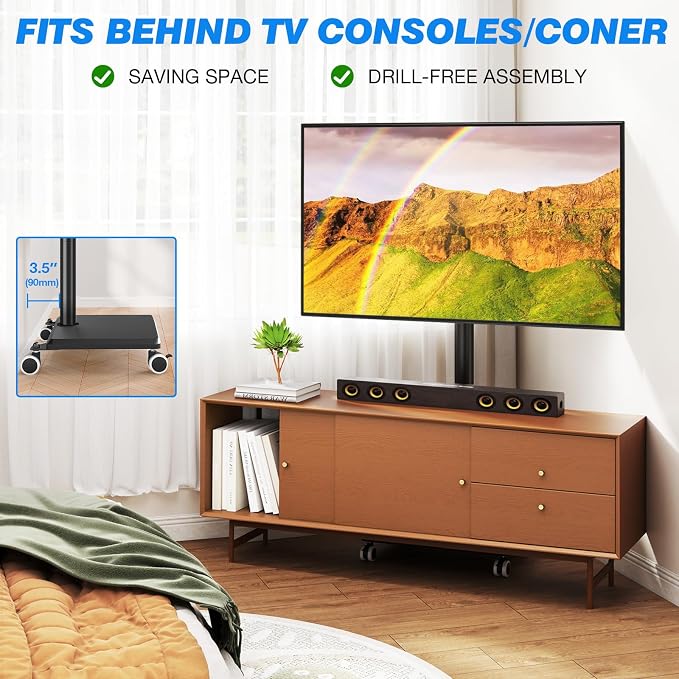 Rfiver Rolling TV Stand for 32 to 55 60 Inch TVs up to 88lbs, Height Adjustable - Image 9