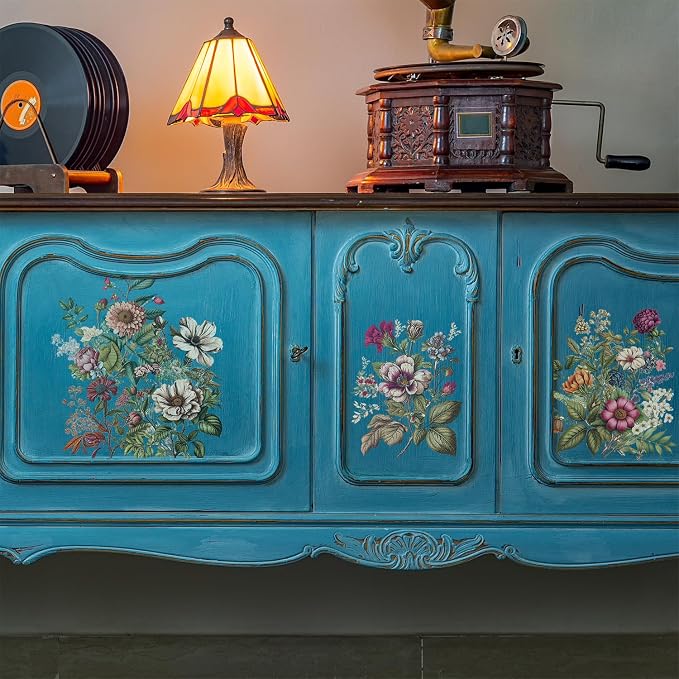 Floral Rub on Transfer for Furniture Vintage Large Flower UV DTF Transfer by Flortlias