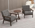 Modern Accent Chair with Wooden Table, Upholstered Linen Fabric Leisure Side by Unknown