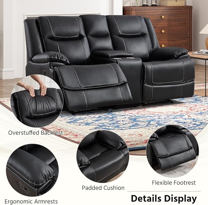 ANJ Premium Genuine Manual Reclining Sofa Set, Included Recliner Chair Set of 2 - Image 5