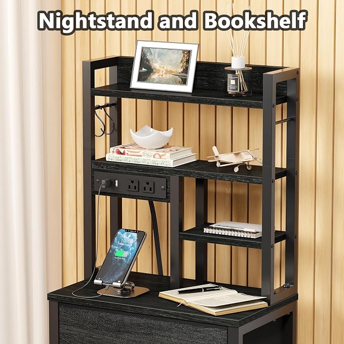 Furnulem Tall Nightstand, LED Night Stand - Image 8