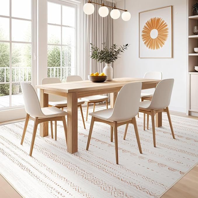 Nakagishi Area Rugs 9x12 Living Room: Washable Boho Large Neutral Modern Soft - Image 7